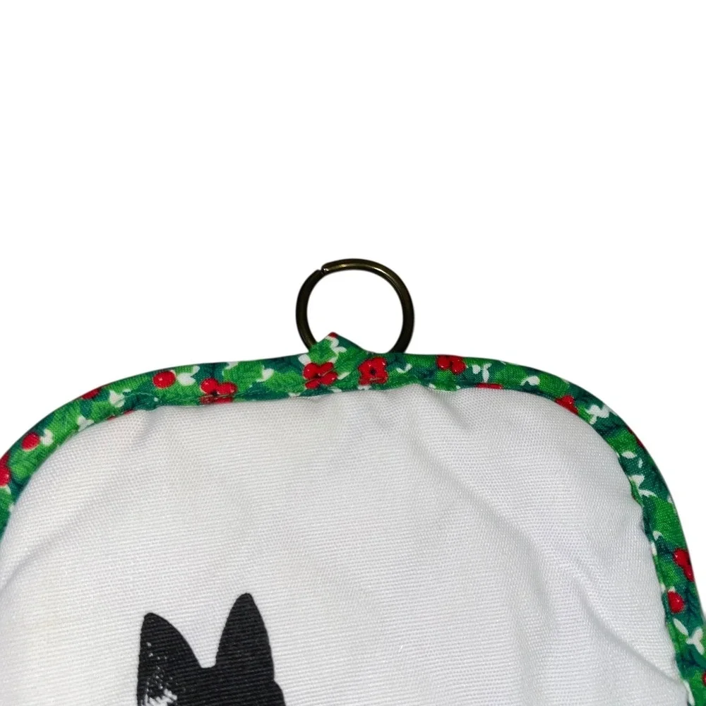 Vintage‎ Christmas Cat Pot Holder Warm Greetings Holiday Kitchen Decor